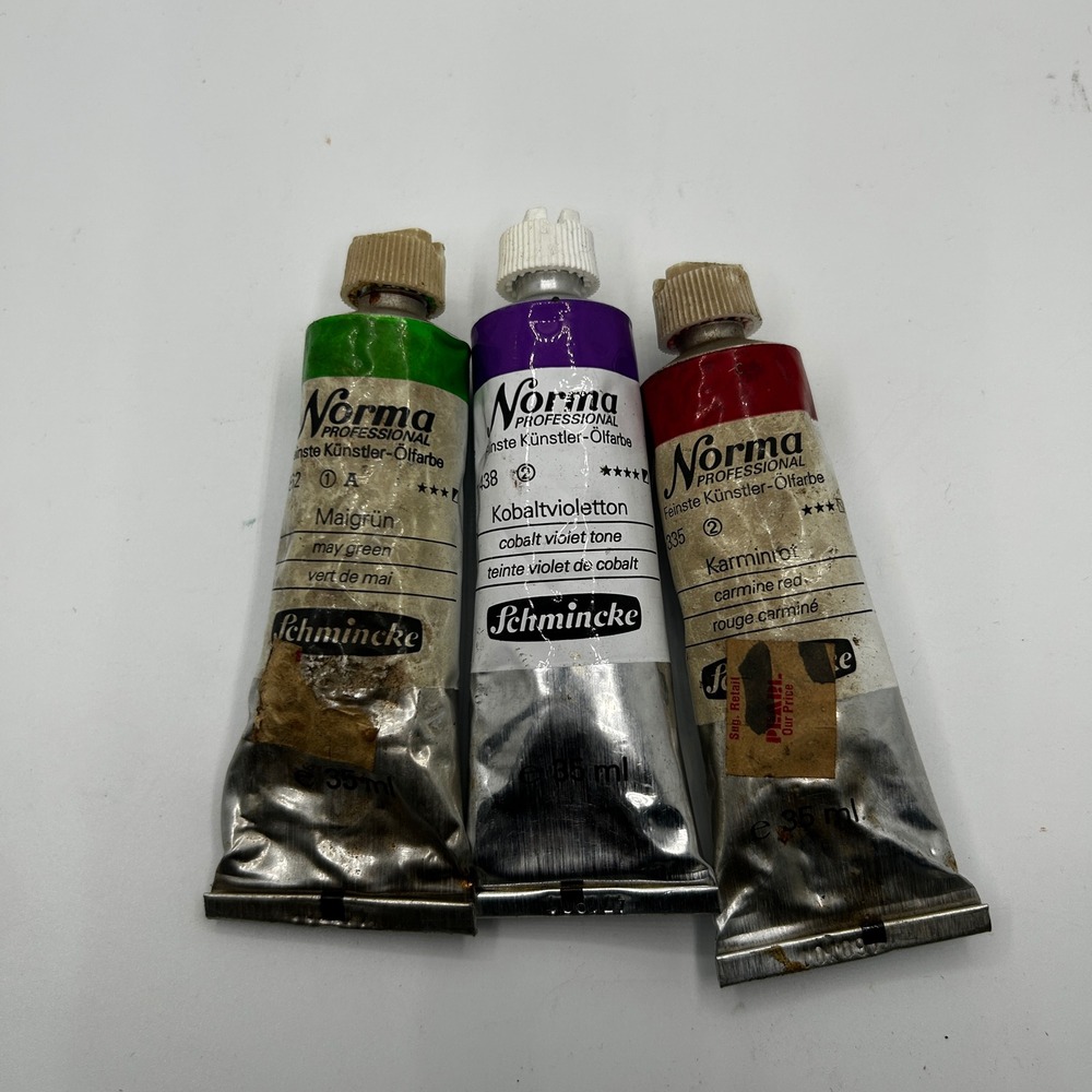 Schmincke Norma Professional Oil Paint Set 35ml Vintage Green Violet Red 3pc